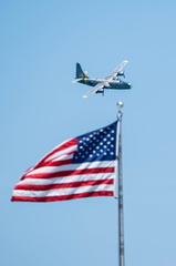 U.S. Coast Guard PB4Y-2G Privateer Over American Flag - Milwaukee Air Show 2025