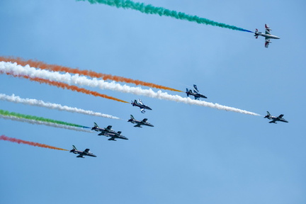 Frecce Tricolori Spread Formation with Rainbow Smoke Trails - Milwaukee Air Show 2024