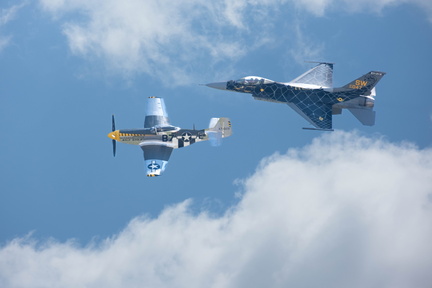 Heritage Flight Formation - P-51 Mustang and F-16 Fighting Falcon